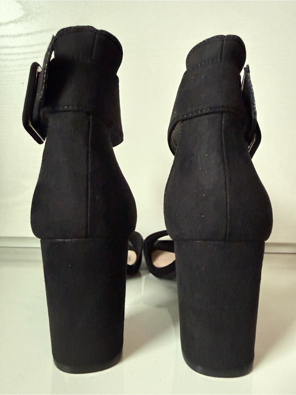 Chinese Laundry Rumor - Black Suede Open-Toe Ankle Strap Heel - Size 7 - Picture 9 of 13